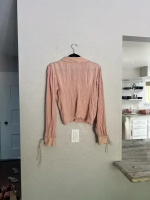 Free people gauze light pink pastel button down blouse M thumbnail 8