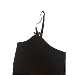 Bow Strap Cami Camisole Tank Top Black Ribbed Corset Style Coquette Whimsigoth thumbnail 2