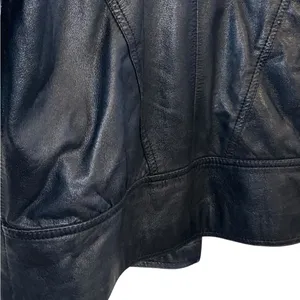 Vintage 80s 90s Black Leather Jacket shoulder pads Animal Print Detail thumbnail 8