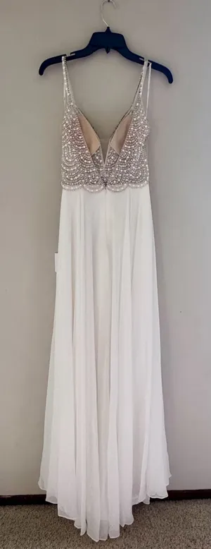 NWT Lulus Size 6 True Love White Beaded Rhinestone Maxi Dress Wedding Gown thumbnail 5
