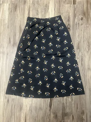 Madewell Marseille Daisies Side Button Satin Midi Skirt Size 2 thumbnail 5