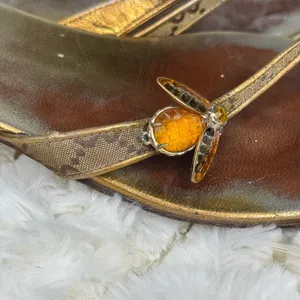 Gucci Gold and Brown Sandals with Metallic Straps thumbnail 7