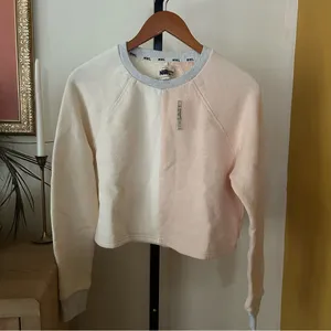 Madewell MWL Airyterry Colorblock Crop‎ Sweatshirt Bone White Pink NWT Size XXS thumbnail 2
