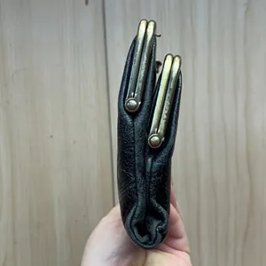 HOBO INTERNATIONAL~LAUREN~VINTAGE HYDE Leather Clutch Double Frame Wallet BLACK thumbnail 14