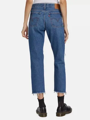 Levi's 501 Raw Hem Straight Leg Jeans in Medium‎ Blue Size 28 x 26 thumbnail 2