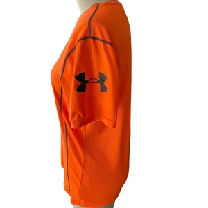 UNDER ARMOUR Neon Orange & Black Activewear Short Sleeve Top ~ Size LARGE thumbnail 4