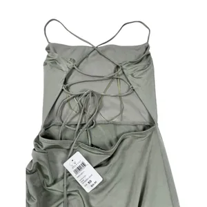 Windsor Sage Green Ruched Lace Up Back Asymmetrical Mini Dress XS thumbnail 4