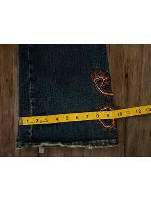 Vtg Wet Seal Low Rise Dark Wash Flare Jeans Embroidered Sz 7 thumbnail 7