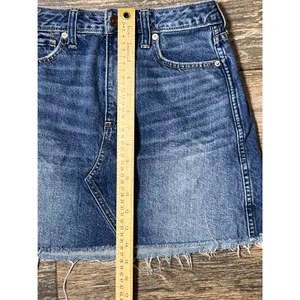 Abercrombie Fitch Denim Mini Skirt Distressed Frayed Raw Hem Blue Size 25 Y2K AF thumbnail 5