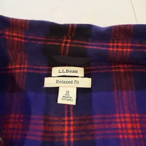 LL Bean Purple Scotch Plaid 1/4 Zip Cotton Flannel Shirt Relaxed MEDIUM thumbnail 9
