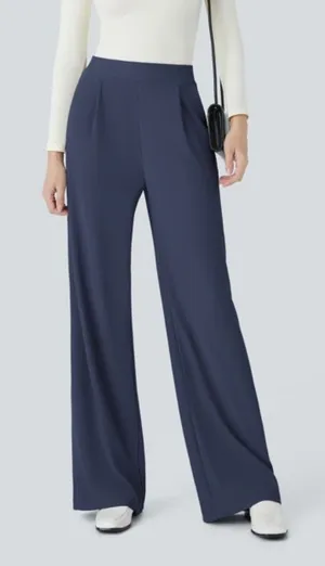 NWT Halara Flex HighWaist Body Sculpt WaistSlimming Pocket Wide Leg Pants Navy M thumbnail 1