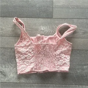Wild Fable Pink Floral Lace Corset Crop Tank Top Size XS. thumbnail 4