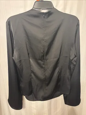 H&M Black Satin Long-Sleeve Blouse thumbnail 5