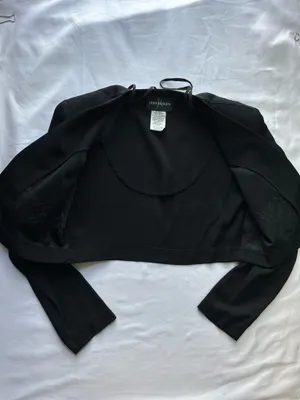 John Roberts VTG Y2k Black Embroidered Cropped Blazer Jacket S8 thumbnail 7