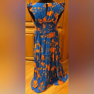 Anthropologie Abel The Label Charlie Floral Tiered Maxi Dress Blue Orange Small‎ thumbnail 13