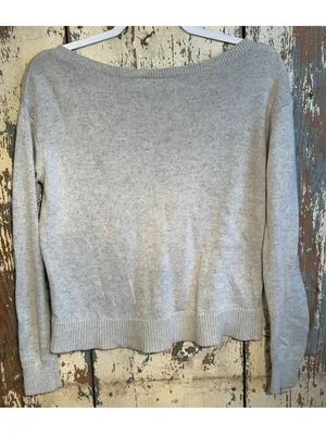 Everlane V-neck cropped long sleeve gray sweater XXS thumbnail 5