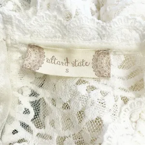 NWT Altar’d State Grace Lace Blouse Small Ivory Sheer Scalloped Romantic Top thumbnail 11