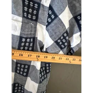 Cascade Vintage Cottage Blue White Checkered Floral Embroidered Cotton Shirt‎ L thumbnail 4