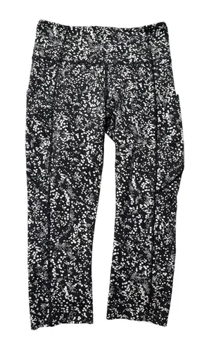 Lululemon size 6 fast & free crop Black White Speckle Side-Pocket Leggings thumbnail 1