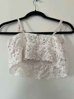 PINK Victoria's Secret White Lace Floral Bralette XXL Coquette Feminine Romantic thumbnail 3