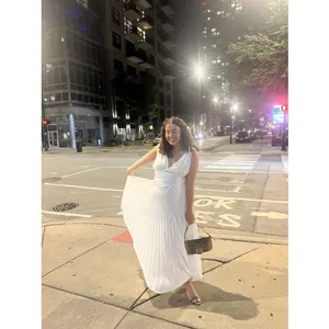 TOME White Accordion Pleated Sleeveless Flowy Bridal Maxi Dress Size 6 thumbnail 12