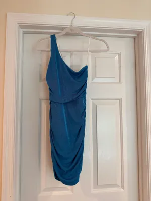 Lulus Sultry Arrival Blue One-Shoulder Bodycon Mini Dress thumbnail 3
