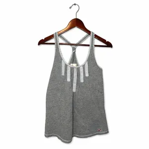 Hollister Womens Y2K Grey Lace Trim Racerback Tank Size M Heathered Cotton thumbnail 3