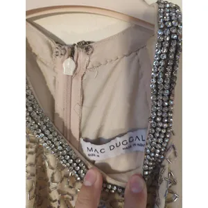 New NWT Mac Duggal Beaded Sleeveless High Neck Column Gown Nude Silver Size 6 thumbnail 5