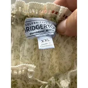 Celebrity Pink x Bridgerton Floral‎ Smocked Peplum Tank Top Cream Green XXL thumbnail 5
