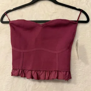 Altar'd State NWT Berry Purple Corset Style Ruffle Hem Tube Top Womens Medium thumbnail 1