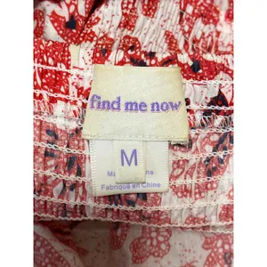 Find Me Now Red Floral Short Puff Sleeve Smocked Tie Waist Crop Jumpsuit Size M thumbnail 5