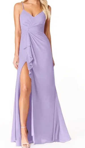 Azazie Emerald Maxi Dress in Lilac Size 6 thumbnail 1