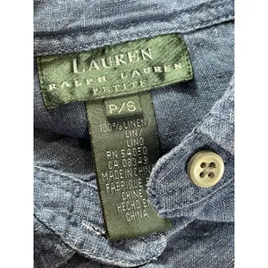 90s Ralph Lauren 100% Linen Shirt Dress Womens PS Blue Sleeveless Button Midi thumbnail 7