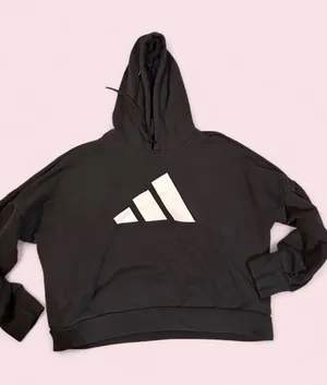 Adidas Black Logo Hoodie - Unisex Pullover Sweatshirt thumbnail 1