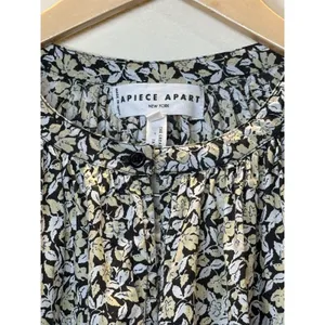 Apiece Apart Dress Womens XS Black Yellow Floral Organic Cotton Mini Summer thumbnail 11