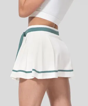 HALARA Mid Rise Color Block Pleated 2-in-1 Side Pocket Mini Casual Skirt thumbnail 1