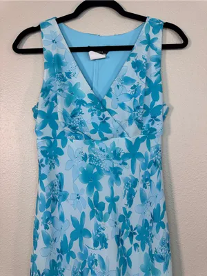 Vintage Mariposa Blue Floral Mini Dress Womens M Y2K 90s Girly Casual Coquette thumbnail 8