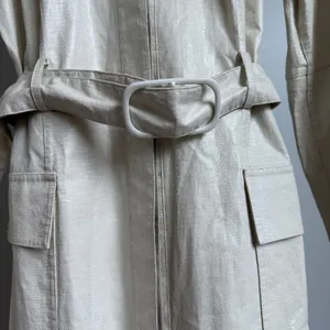 Bill Blass New York Unique VTG 90s Y2K Trench Coat Size 6 Luxury Faux‎ Leather thumbnail 5