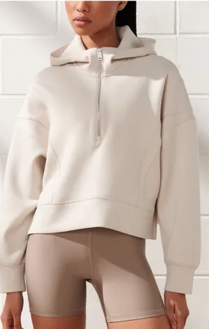 Abercrombie YPB neoKNIT Half-Zip Hoodie Sweatshirt Active Jacket Moonbeam XS thumbnail 1