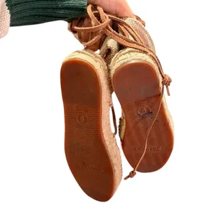 SALUDOS Wrap Gladiator Leather Tan Espadrille Flats Size 6 thumbnail 11