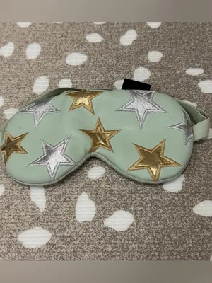 Free People x understated eye mask embroidered starry gold mint travel thumbnail 8