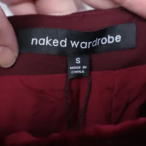 Naked Wardrobe Maroon Faux Fur Cutout Mini Dress Small thumbnail 4