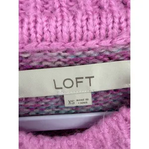 LOFT Womens Sweater Multicolor Striped‎ Space Dye Knit Crew Neck XS thumbnail 4