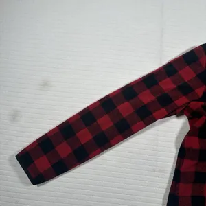 Eddie Bauer Women’s Medium Red Black Buffalo Plaid Fleece Pullover Snap Neck thumbnail 3