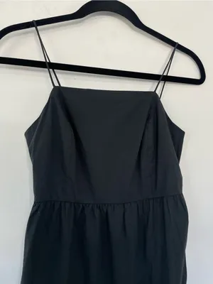 NWT RAILS Leni Dress S Black Cotton Poplin Tiered Midi Open Back Tie Back LBD thumbnail 8
