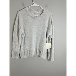 Cynthia Rowley Womens‎ Chenille Knit Crew Neck Sweater Cream Off White Large NWT thumbnail 2