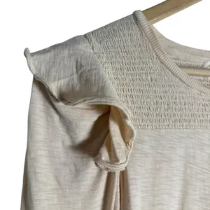 Nation LTD Dalila Victorian Crewneck Ruffled Slub Cotton Tee Antique Cream L thumbnail 7