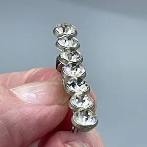 Vintage crystal bar brooch Silver thumbnail 5