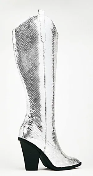 Silver Cowgirl Boots Size 7.5 thumbnail 3