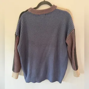 Entro Color-Block Boho Long Sleeve Crew Neck Sweater Top size large thumbnail 6